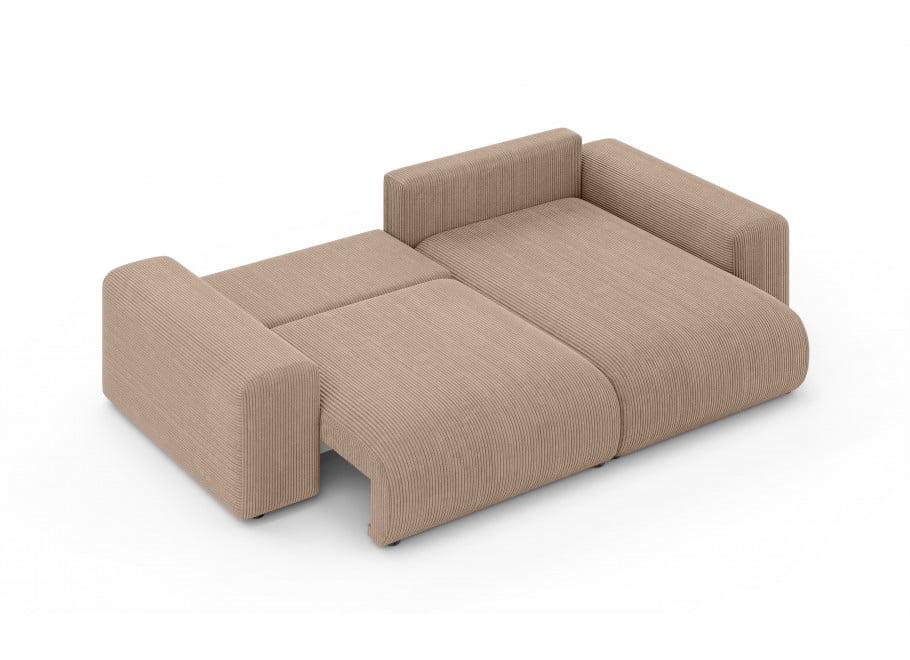 Brązowy narożnik w sztruksie z funkcją spania Cleo w kształcie L - Lincoln 17