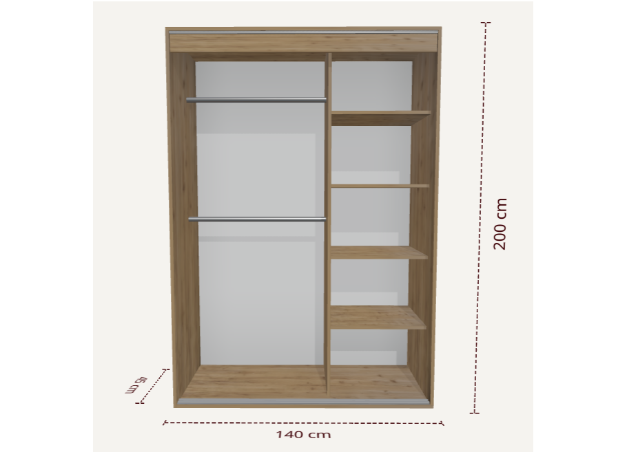 Szafa przesuwna dwudrzwiowa z lustrem ADARA - 140x200x45 2