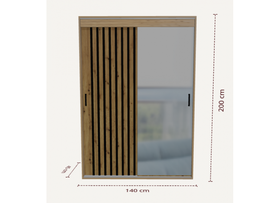 Szafa przesuwna dwudrzwiowa z lustrem ADARA - 140x200x45 3