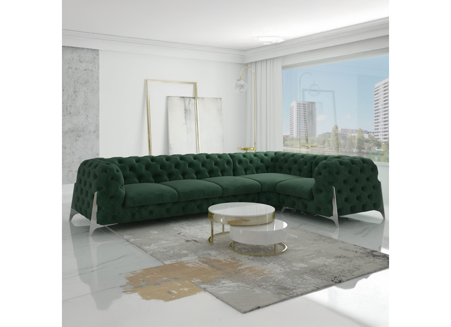 Narożnik pięcioosobowy pikowany luksusowy glamour KALIFORNIA 3+E+1 - Riviera 38