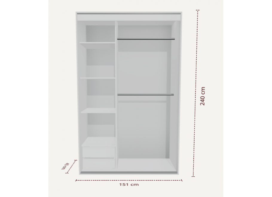 Szafa przesuwna dwudrzwiowa z lustrami ORI - 151x240x45 2