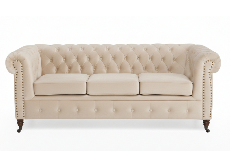 Sofa trzyosobowa Chesterfield VINCENT z funkcją spania  - French Velvet 678 - French Velvet 678