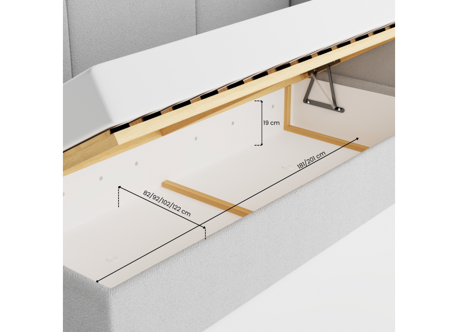 Łóżko młodzieżowe Toronto jednoosobowe z pojemnikiem na pościel na wymiar 5