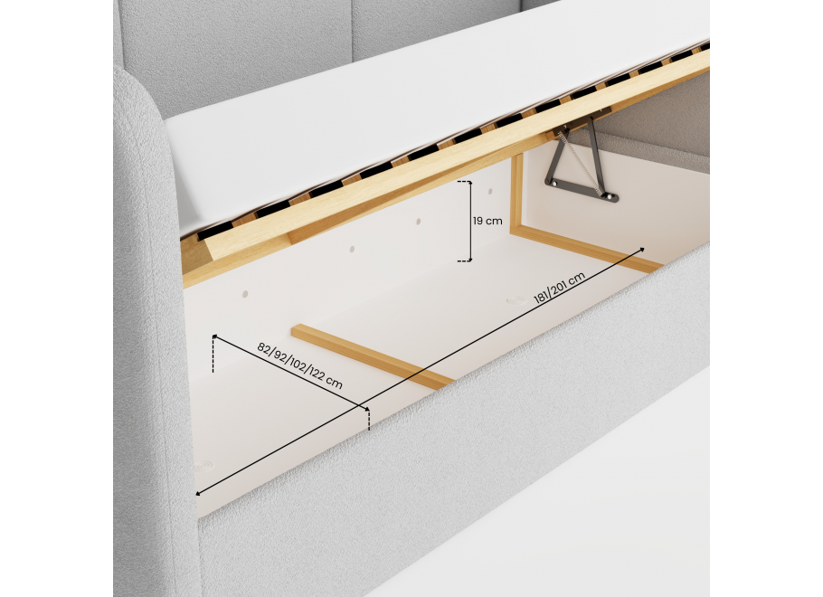 Łóżko młodzieżowe Arizona jednoosobowe z pojemnikiem na pościel na wymiar 7