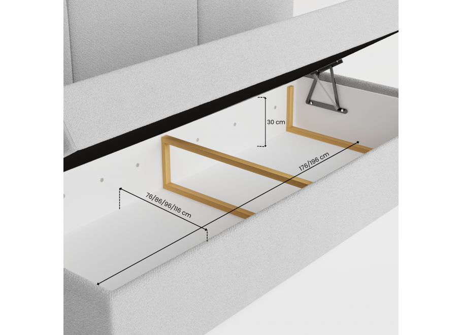 Łóżko Charlotte Comfort młodzieżowe z pojemnikiem na pościel na wymiar 6