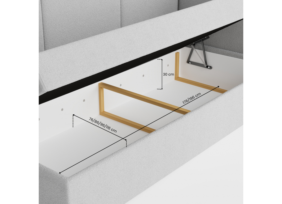 Łóżko Miami Comfort młodzieżowe z pojemnikiem na pościel na wymiar 6