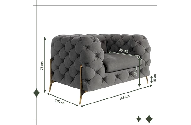 Fotel pikowany chesterfield TEO HIGH glamour - ergonomiczne Fotel pikowany chesterfield TEO HIGH glamour - ergonomiczne
