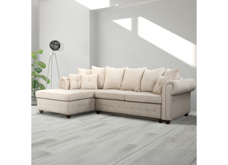 Narożnik czteroosobowy z funkcją spania pikowany glamour LUZERN - Soro 21