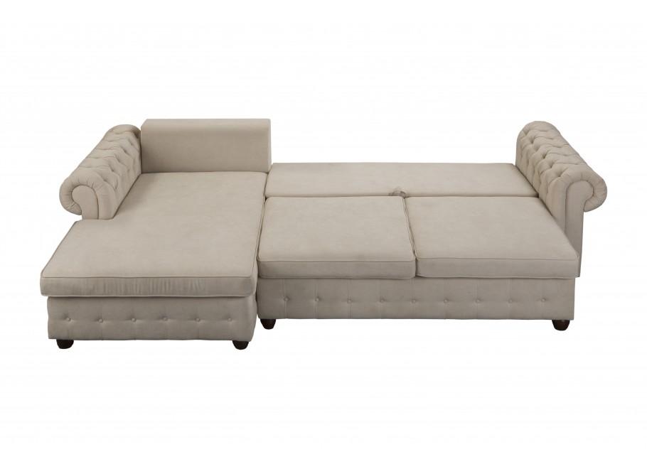 Narożnik pikowany z funkcją spania i pojemnikiem na pościel LUZERN 8