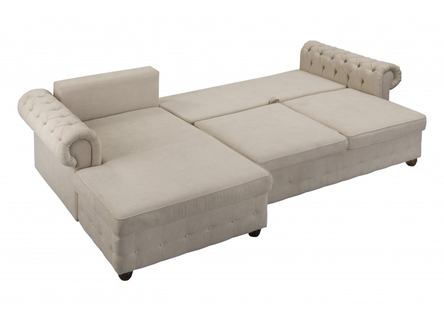 Narożnik pikowany z funkcją spania i pojemnikiem na pościel LUZERN 9