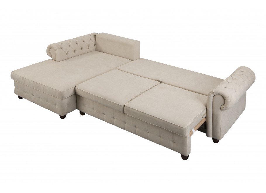 Narożnik pikowany z funkcją spania i pojemnikiem na pościel LUZERN 13