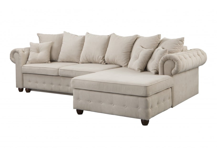 Narożnik czteroosobowy pikowany jasno beżowy glamour LUZERN - Soro 21