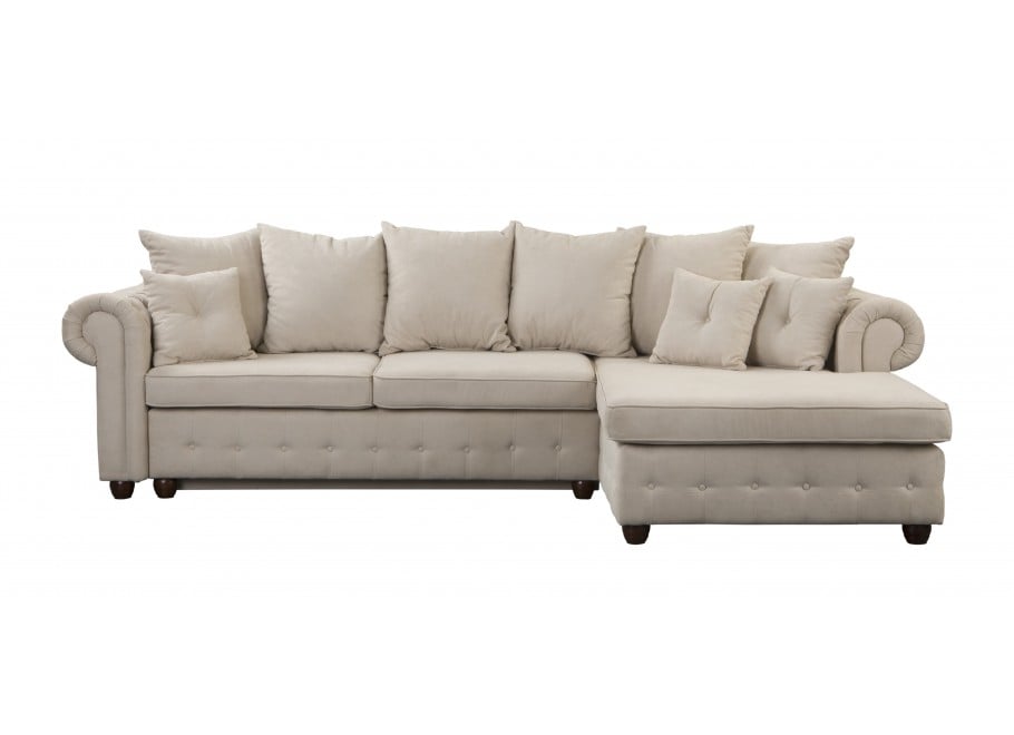 Narożnik czteroosobowy pikowany jasno beżowy glamour LUZERN - Soro 21