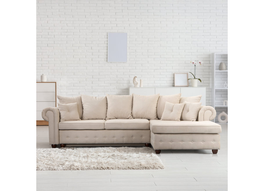 Narożnik czteroosobowy pikowany jasno beżowy glamour LUZERN - Soro 21