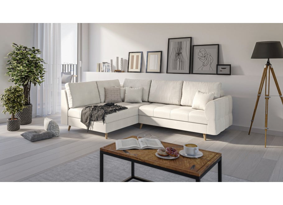 Narożnik czteroosobowy nowoczesny Laril L - Cashmere 01