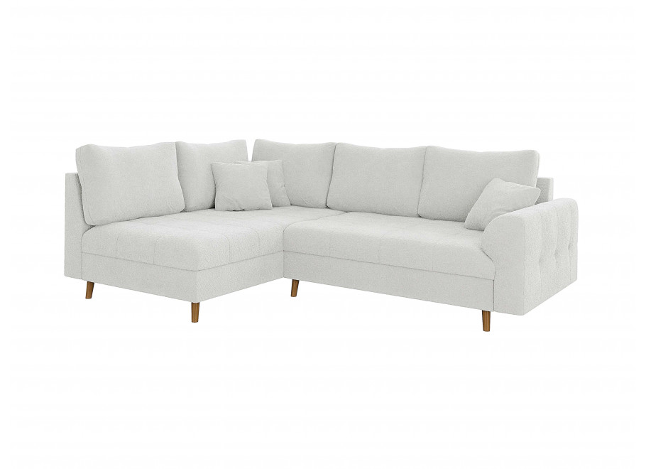 Biały Narożnik z Otomaną Laril L – Na wysokich nóżkach do salonu - Coral 70