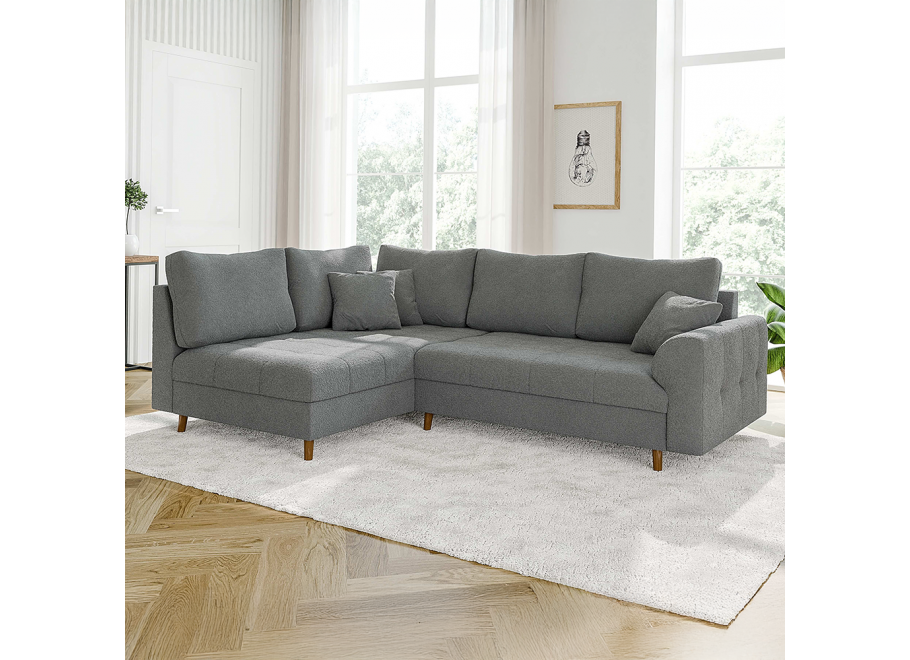 Szary narożnik L-Kształtny Laril – Na wysokich nóżkach do salonu - Coral 75