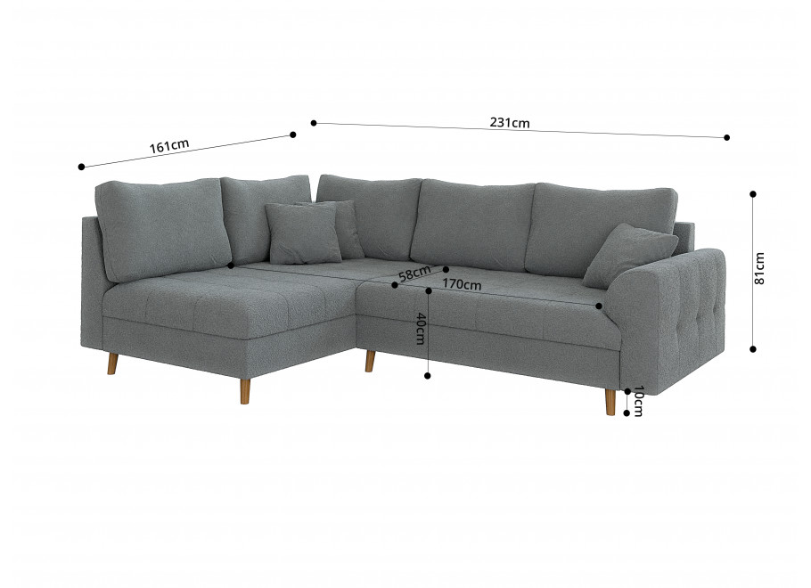 Szary narożnik L-Kształtny Laril – Na wysokich nóżkach do salonu 5