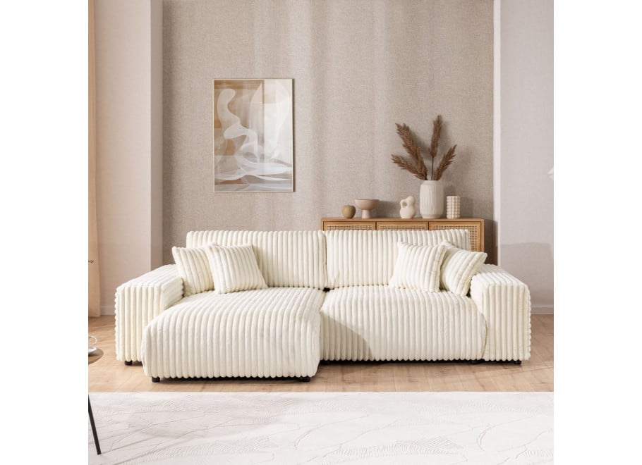 Rozkładany narożnik Nubo beżowy z funkcją spania i pojemnikiem na pościel - Vito 23