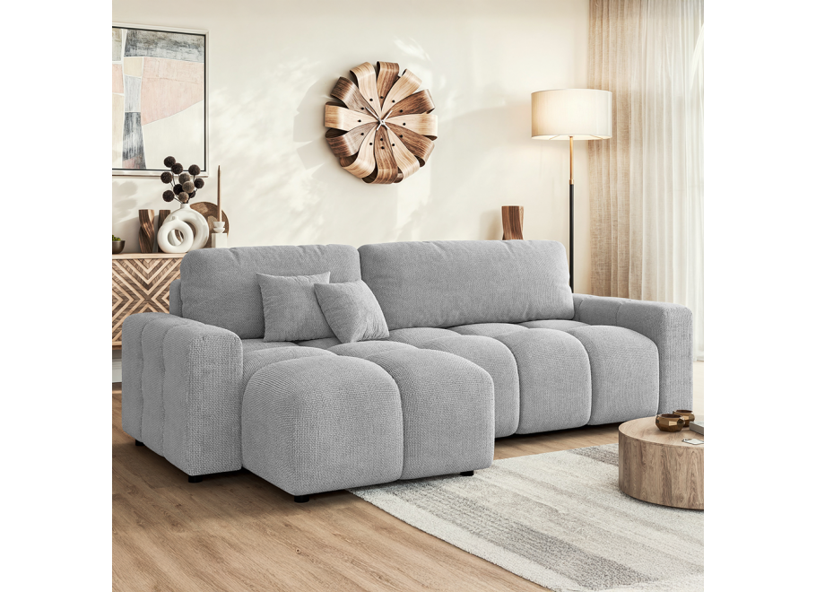 Jasnoszary rozkładany narożnik VEGA z funkcją spania w kształcie L