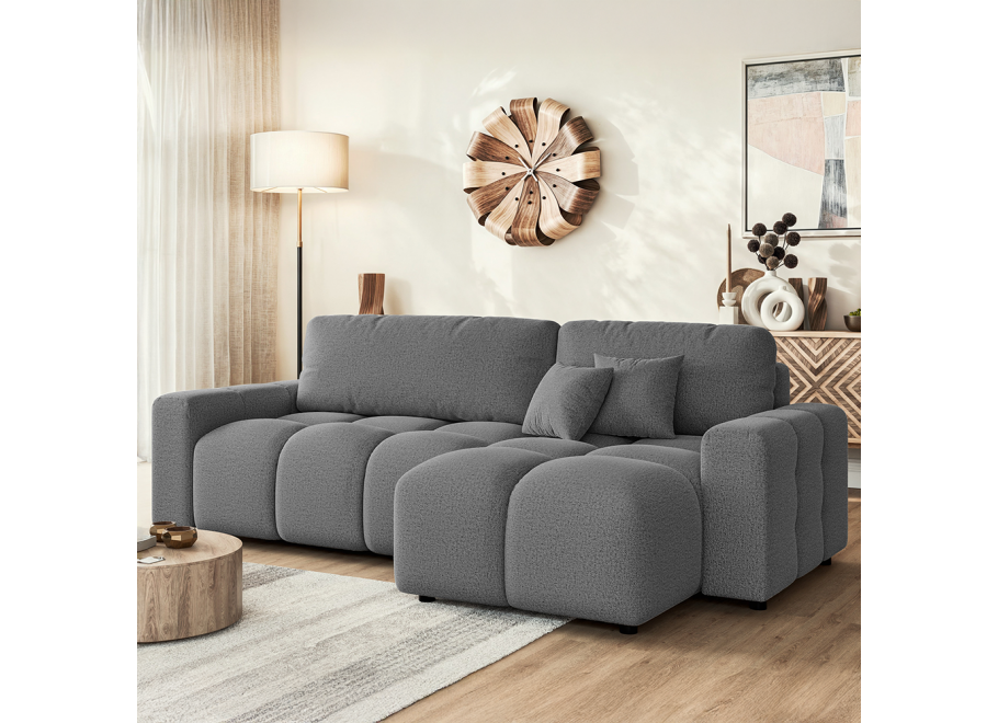 Szary rozkładany narożnik VEGA z funkcją spania