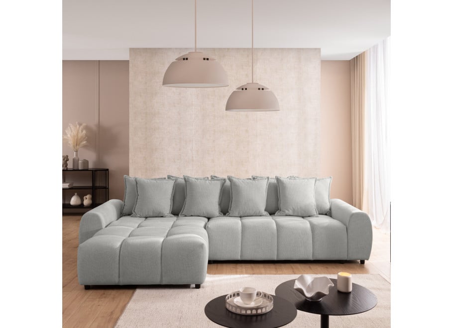 Narożnik jasnoszary Mallow L-kształtny – Tkanina hydrofobowa - Aragon 80