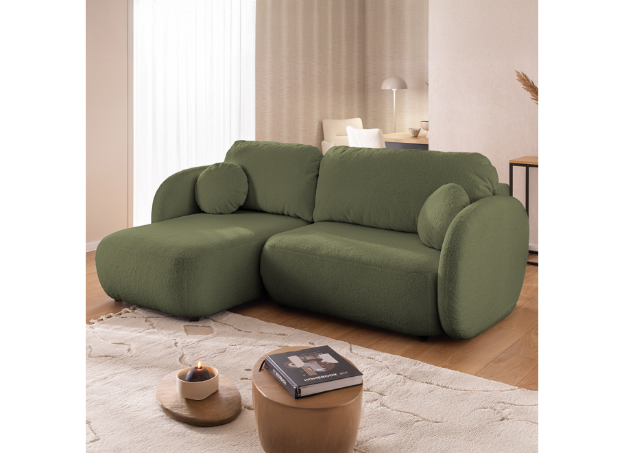 Narożnik L-kształtny Velano z funkcją spania zielony - uniwersalna otomana