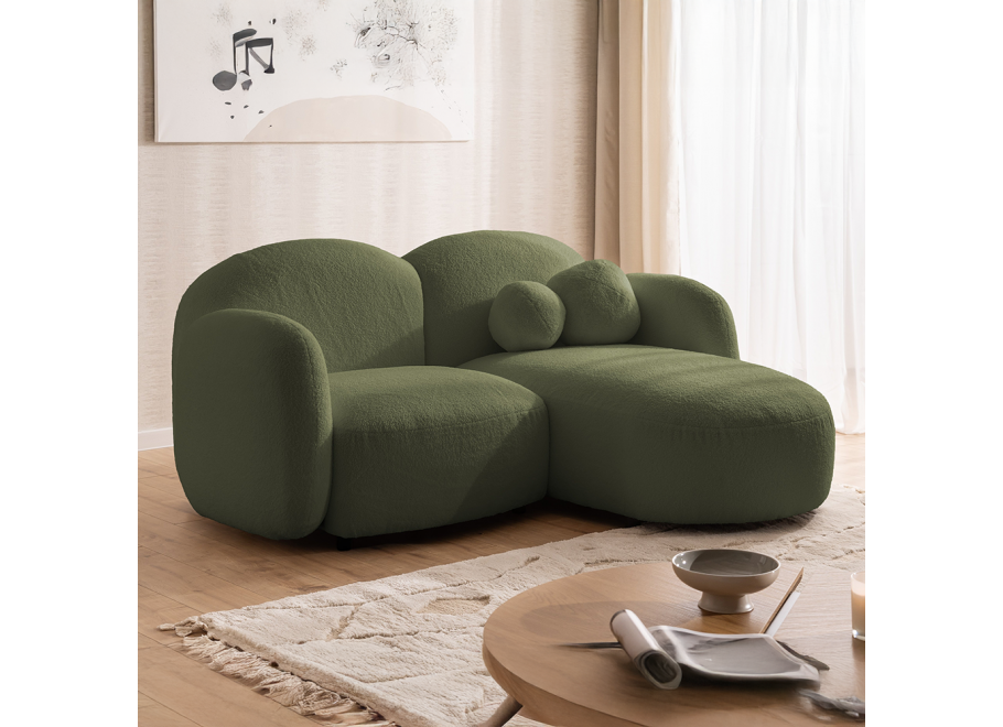 Zielony mały narożnik do salonu Bloop – tkanina boucle, kształt L - Quelle 37