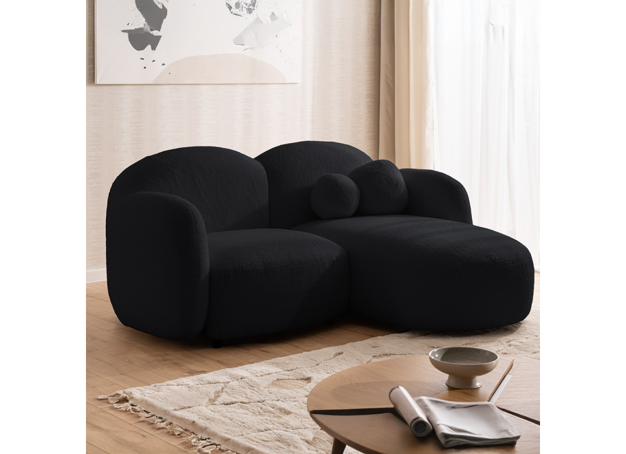 Czarny kompaktowy narożnik L-kształtny Bloop – modna tkanina boucle - Quelle 100