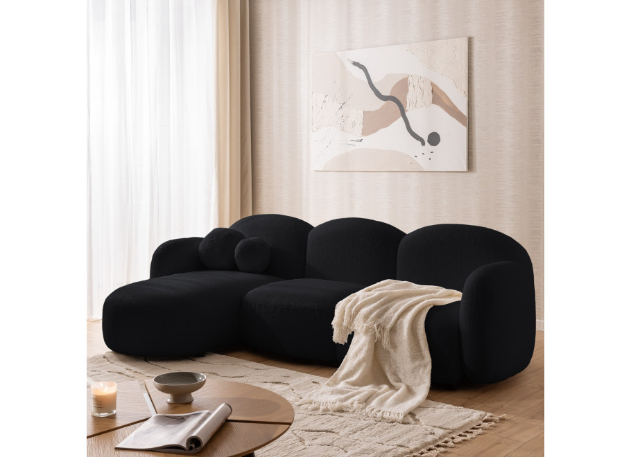 Designerski czarny narożnik z ozdobnymi poduszkami Bloop - Quelle 100