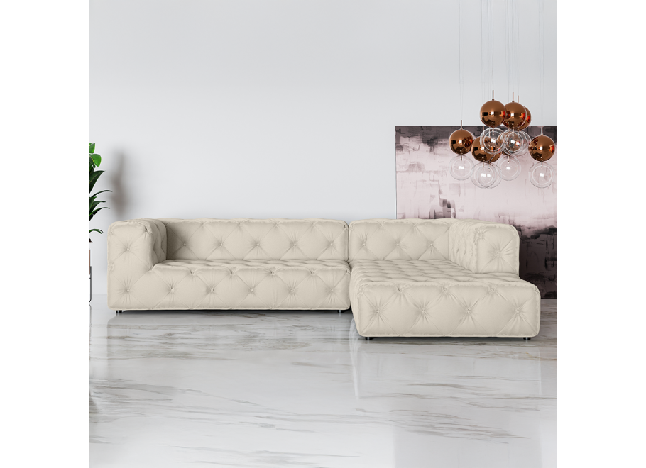 BENTLEY narożnik glamour – beżowy, komfortowy mebel do dużego salonu