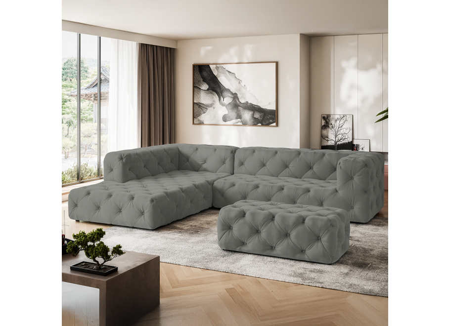 BENTLEY narożnik glamour – szary odcień, wygodny mebel do dużego salonu