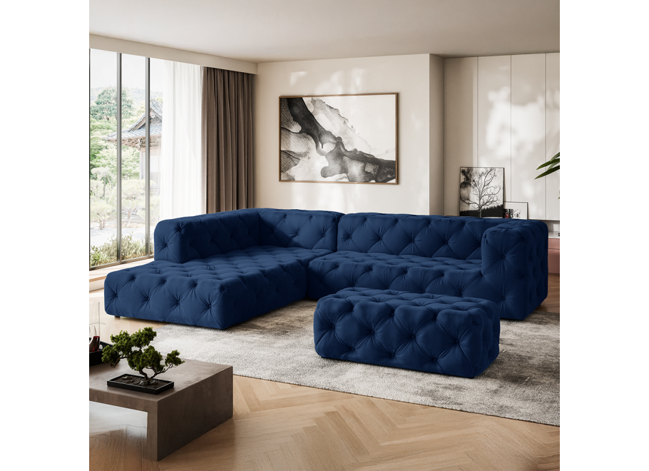 Narożnik BENTLEY granatowy – efektowny mebel glamour do salonu