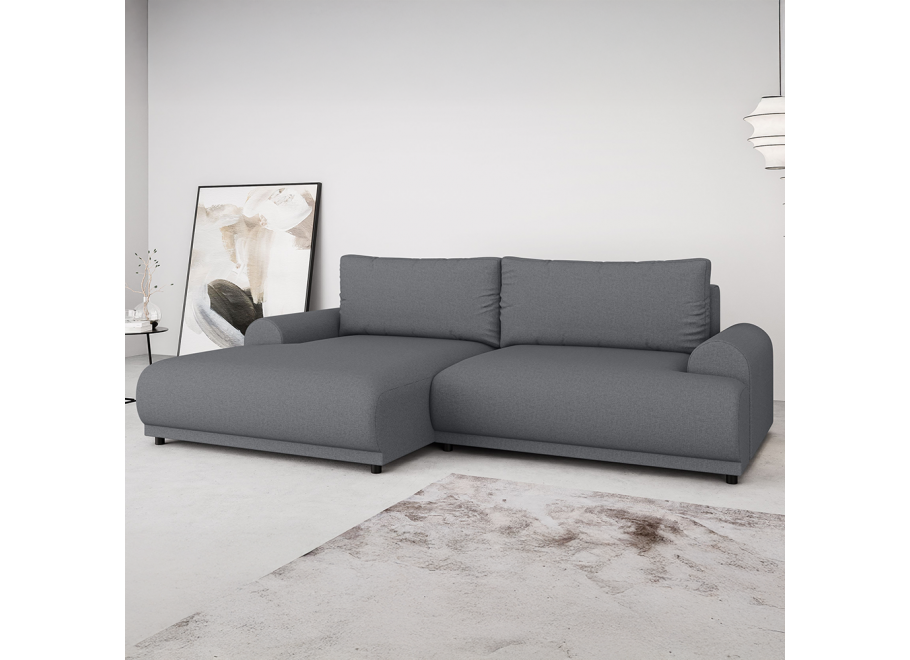 Rozkładany narożnik Albero szary – z pojemnikiem i funkcją spania