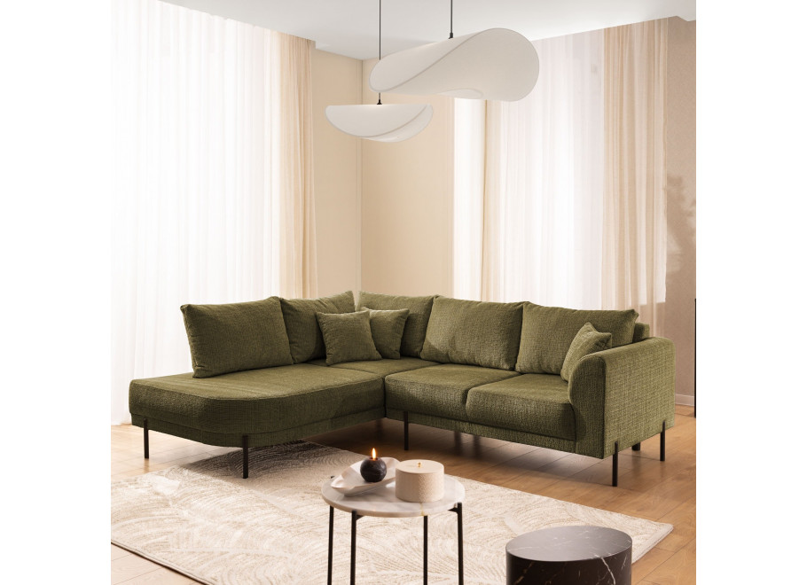 Narożnik oliwkowy Tilla na wysokich nóżkach – nowoczesny L-kształtny - Cremona 38