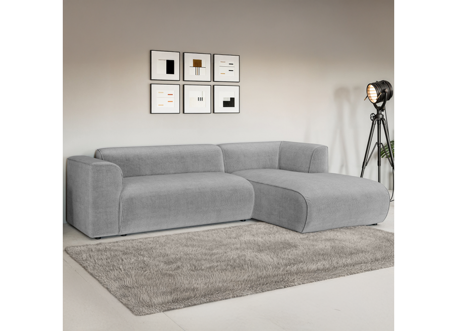 Nowoczesny jasnoszary narożnik Lerise – elegancka tkanina