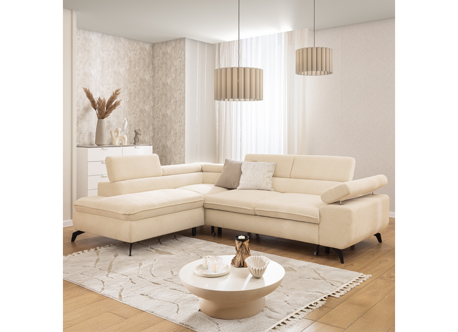 Narożnik Melvano duży beżowy z funkcją spania na wysokich nóżkach - Misterio 4