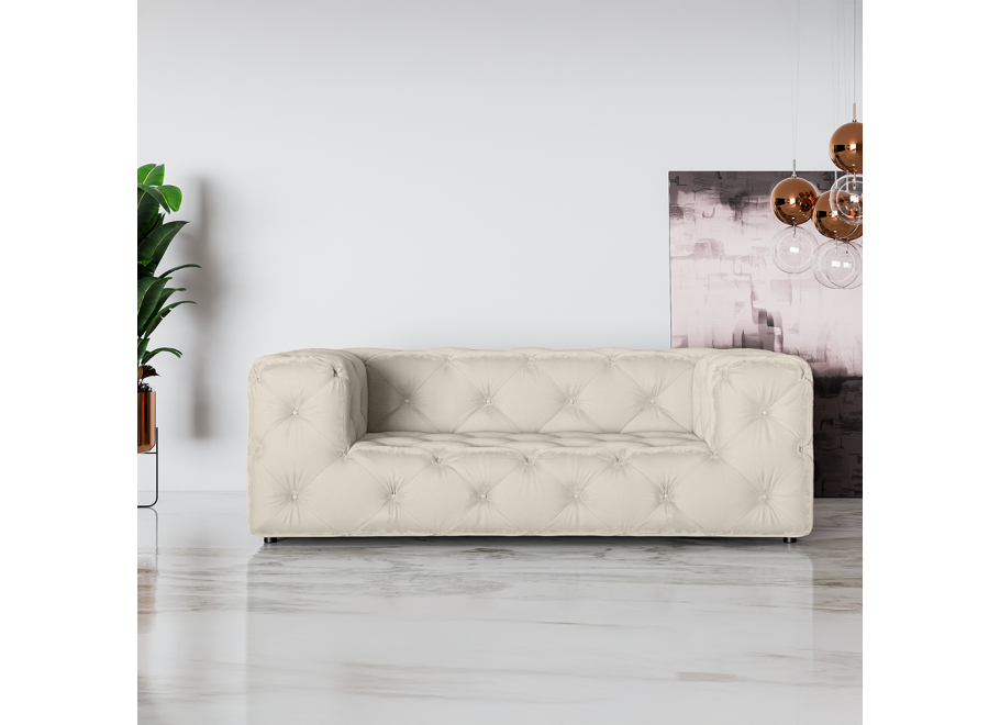 Sofa pikowana nowoczesna dwuosobowa Chesterfield w kolorze beżowym BENTLEY