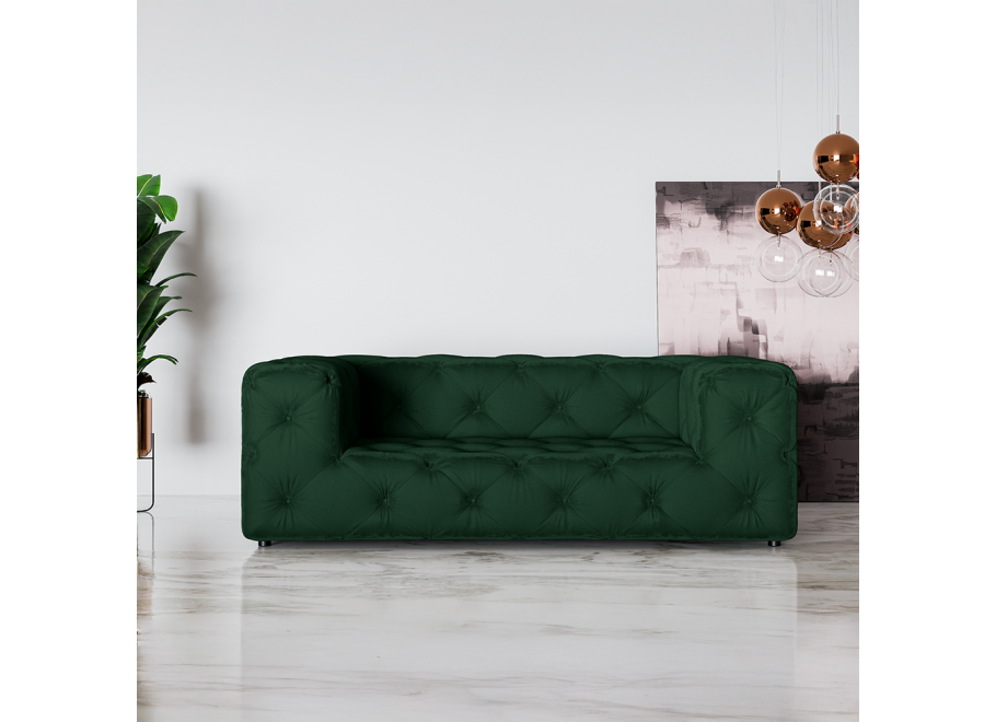 Nowoczesna sofa pikowana dwuosobowa Chesterfield BENTLEY - Butelkowa Zieleń