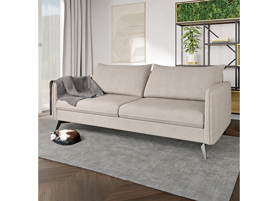 Trzyosobowa sofa beżowa Verto High – nowoczesna, wygodna, w tkaninie welurowej