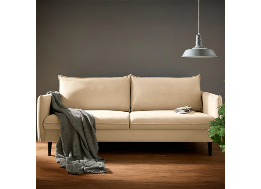 Wygodna kanapa beżowa Verto – welurowa tapicerka, elegancki wygląd do salonu