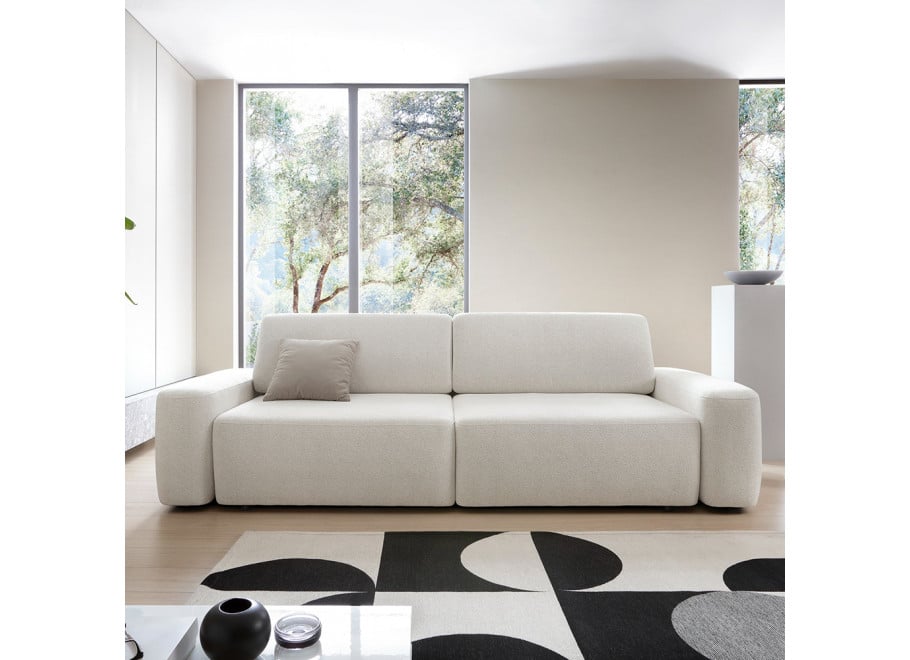 Rozkładana Sofa trzyosobowa kremowa z funkcją spania nowoczesna Bolim