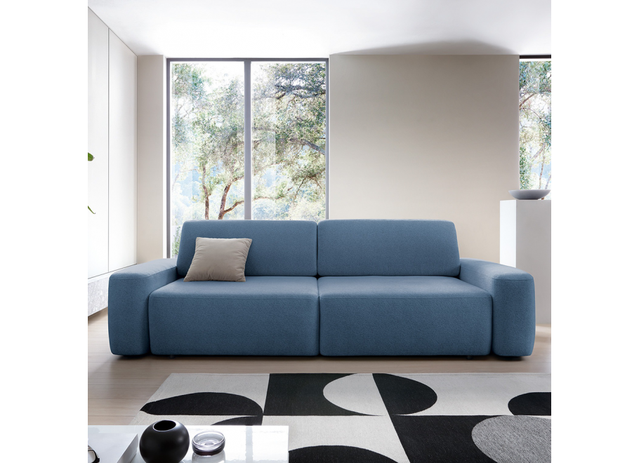 Bolim – nowoczesna sofa granatowa z funkcją spania i pojemnikiem na pościel