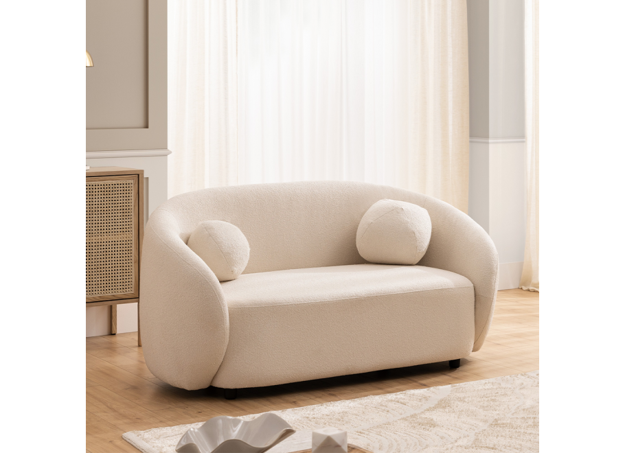 Sofa dwuosobowa ecru Cloudi – wygodna, nowoczesna, z poduszkami