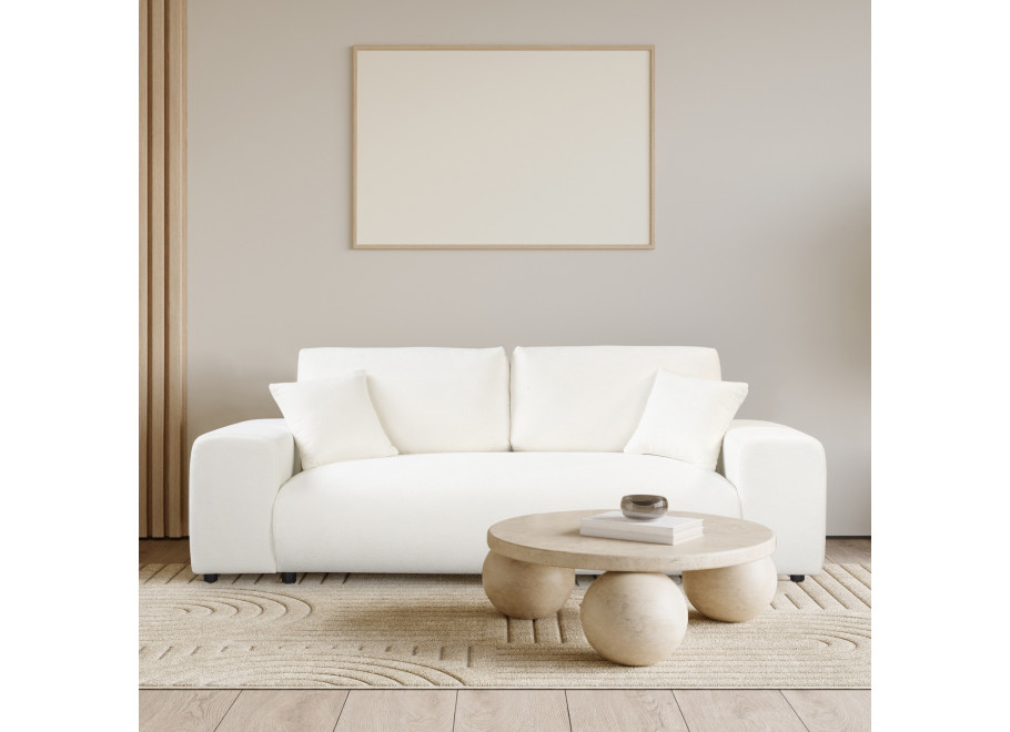 Sofa trzyosobowa Candi śmietankowa – nowoczesna, wygodna, z poduszkami, idealna do salonu