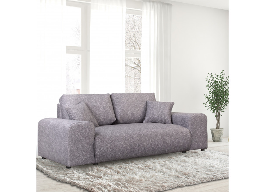 Wygodna sofa Candi szara – nowoczesny design, poduszki w zestawie, kompaktowa forma