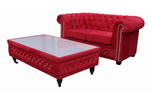 Sofa dwuosobowa z funkcją spania pikowana Chesterfield FELIX BLINK 2 - nowoczesne Sofa dwuosobowa z funkcją spania pikowana Chesterfield FELIX BLINK 2 - nowoczesne