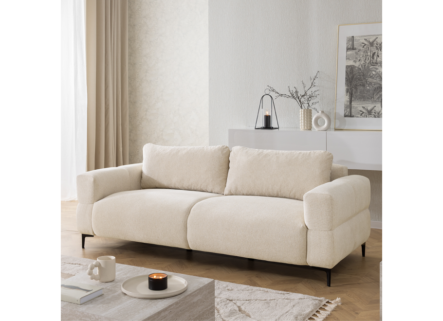 Sofa Valentia jasny beż – trzyosobowa Kanapa na wysokich nóżkach - Aragon 03