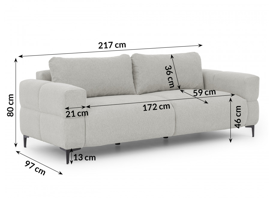 Jasnoszara Sofa Valentia na wysokich nóżkach - wygodna kanapa do salonu 5