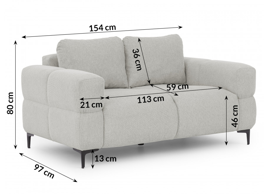 Sofa dwuosobowa Valentia jasnoszara na Wysokich Nóżkach do salonu 4